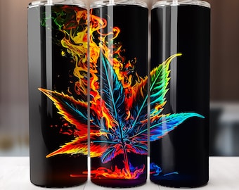 Psychedelic Burning Marijuana Leaf Design High Resolution Graphic
