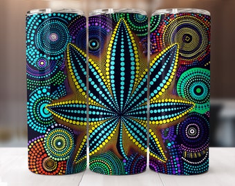 Marijuana Leaf Turquoise Dot Design Graphic