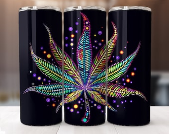 Neon Marijuana Leaf Dot Design Graphic
