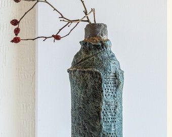 Wabi-Sabi Papier Mâché Vase - Minimalist, Boho, Industrial, Rustic Home Decor Accent, Coastal Chic Look, Perfect Housewarming Gift