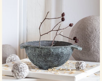 Minimalistyczna miska z papier-mâché w stylu boho – dekoracja w stylu wabi-sabi do domu, hotelu, prezent na rocznicę i parapetówkę, wystrój rustykalny i wiejski