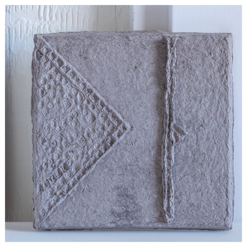 View of Textured 3d Paper Mache Grey Wall Art, Wabi Sabi, Minimalist, Japandi ...