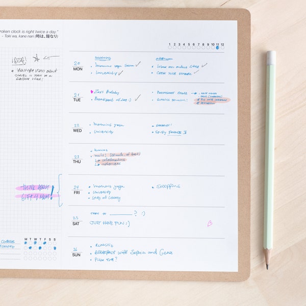 The perfect MUJI undated planner: weekly Inspirational Quote + Habit Tracker ( Lined, Dotted, 2 x Squared)  | 9 weeks  - Minimalist