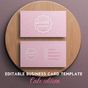 Cake Business Cards, Bakery Business Card, Discount Card, Bakery Card Template, Bakery Branding, Editable Cake Templates, Cupcake Business