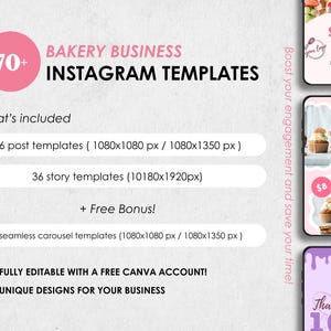 Bakery Instagram Templates, Cafe Branding Kit, Canva Editable (Digital Download) image 2