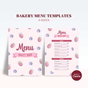 Bäckerei-Menü, Bäckerei Preisliste, Kuchen Preisliste, Café-Menü, bearbeitbare Canva Dessert-Menü-Vorlage, Dessert-Menü-Vorlage, Canva-Vorlagen