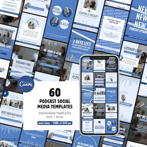 Podcast Social Media Templates, Podcast Instagram Posts Templates, Podcast Content, Podcast Instagram Templates Canva, Podcast Posts