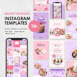 Bäckerei Instagram Vorlagen, Cafe Instagram Vorlage, Cake Shop, Bäckerei Branding Kit, Cafe Posts, IG Vorlagen, Canva Vorlagen