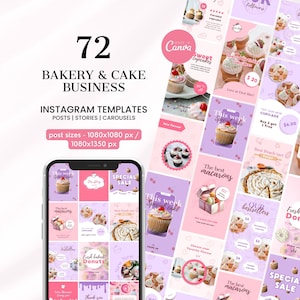 Bäckerei Instagram Vorlagen, Cafe Instagram Vorlage, Cake Shop, Bäckerei Branding Kit, Cafe Posts, IG Vorlagen, Canva Vorlagen