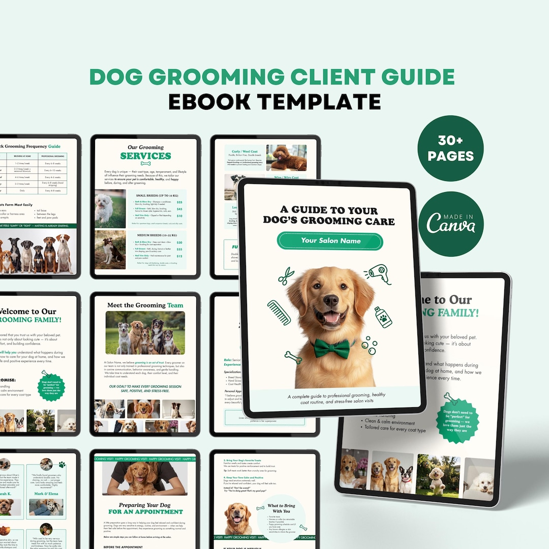 Dog Grooming Care Guide Ebook | Client Brochure for Pet Grooming Salon ...