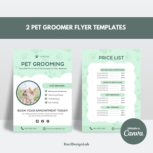 Pet Groummer Flyer Canva Vorlage, Haustierpflege Preisliste Vorlage, Hundefriseur Business Flyer Vorlage, Hundepflege, Haustierpflege, Dog Walker