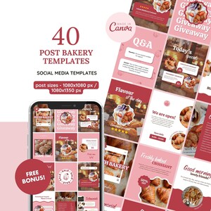 Modèles Instagram de Boulangerie, Modèle Instagram pour café, Couvertures de produits de boulangerie IG, Messages de café, Boulangerie, Nourriture Instagram, Modèles Canva