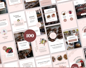 Bäckerei Instagram Vorlagen, Food Posts, Canva Editable (Digital Download)