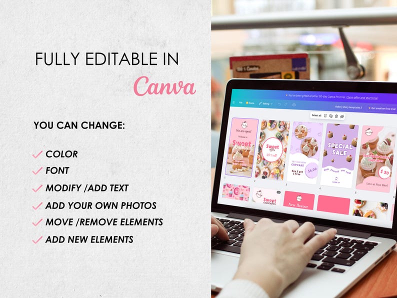 Bakery Instagram Templates, Cafe Branding Kit, Canva Editable (Digital Download) image 6