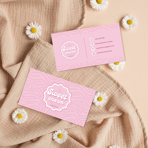 Cake Business Cards, Bakery Business Card, Discount Card, Bakery Card Template, Bakery Branding, Editable Cake Templates, Cupcake Business