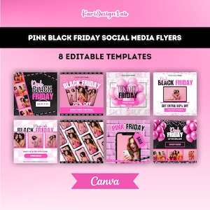 Pink Friday Flyer Templates, Black Friday Social Media Flyers, Black Friday Sale Flyer, Boutique Flyer, Flash Sale Flyer, Beauty Flyer