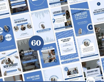 Podcast Instagram Templates, Social Media Posts Canva (Digital Download)