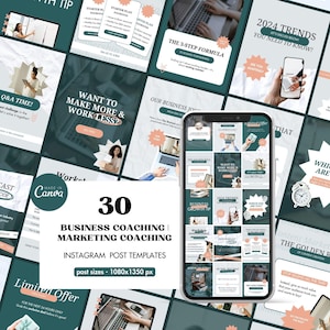 Instagram-sjablonen voor bedrijfscoaching, marketingberichten (bewerkbaar in canva)