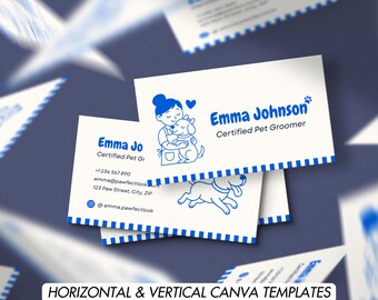 Editable Pet Groomer Business Card Template | Canva Design (Digital Download)