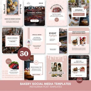 Bakery Instagram Post Templates, Cake Business Marketing (Canva Editable)