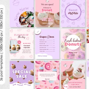 Bakery Instagram Templates, Cafe Branding Kit, Canva Editable (Digital Download) image 3