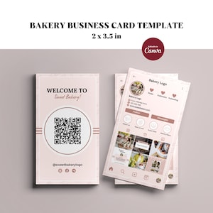 Modèle de carte de visite pour gâteau, Boulangerie, Modèle de carte de code QR, Modèles de boulangerie, Modèle de carte Instagram pour gâteau d'entreprise