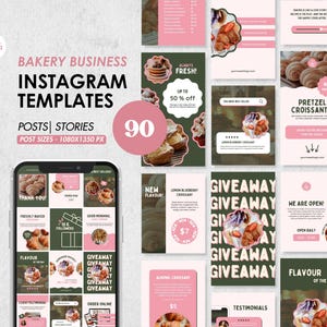 Cake Business Templates, Bakery Instagram Templates, Bakery Flyer, Cake Business Bundle, Bakery Shop, Baking Business, Bakery Templates