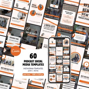 Podcast Social Media Templates, Podcast Instagram Posts Templates, Podcast Content, Podcast Instagram Templates Canva, Podcast Story