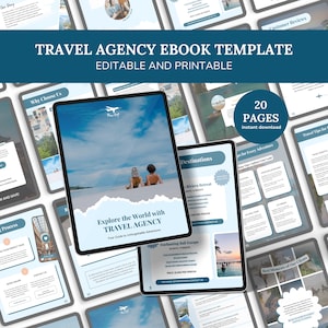 Modelo de e-book editável para agente de viagens, modelo de e-book de viagens, guia de viagens, agente de viagens, modelo de e-book editável, influenciador de viagens