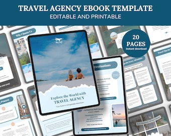 Travel Agency Ebook Template, Editable Canva Guide (Digital Download)