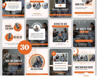 Podcast Instagram Post Templates, Canva Social Media (Digital Download)