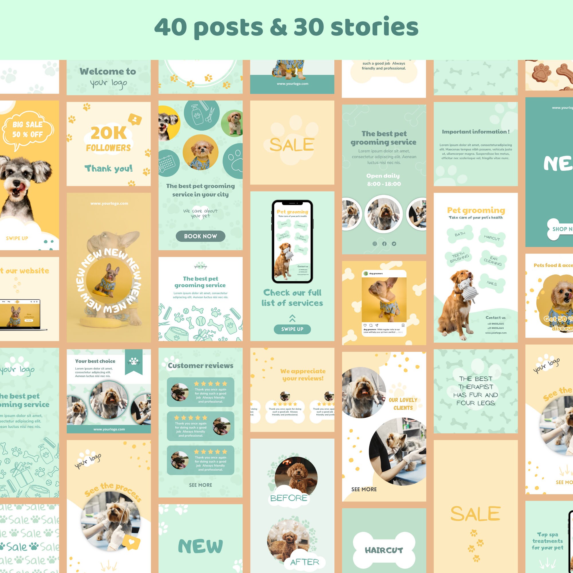 105 Dog Instagram Templates Dog Instagram Dog Groomer Etsy