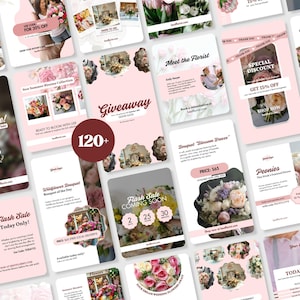 Florist Social Media Templates | Flower Shop Instagram Canva Templates | Floral Marketing Content Kit