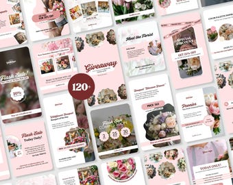 Florist Social Media Templates | Flower Shop Instagram Canva Templates | Floral Marketing Content Kit
