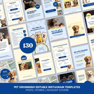 Pet Grooming Instagram Templates, Canva Social Media (Digital Download)