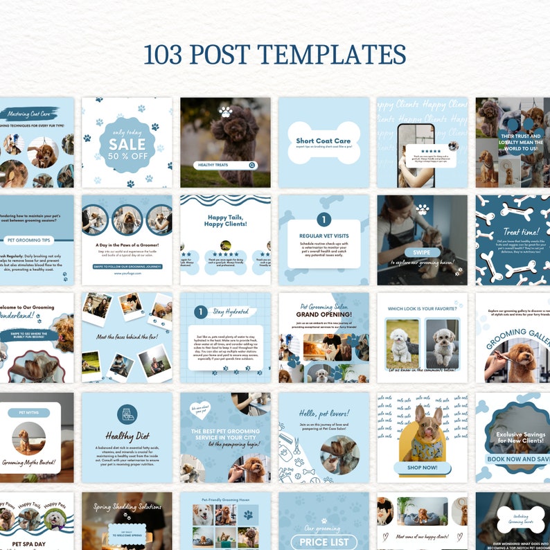 230 Pet Grooming Instagram Templates, Dog Groomer Business, Pet Business, Dog Instagram, Dog