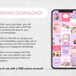 Bakery Instagram Templates, Cafe Branding Kit, Canva Editable (Digital Download) image 7