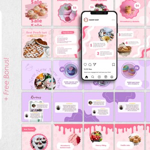 Bakery Instagram Templates, Cafe Branding Kit, Canva Editable (Digital Download) image 5