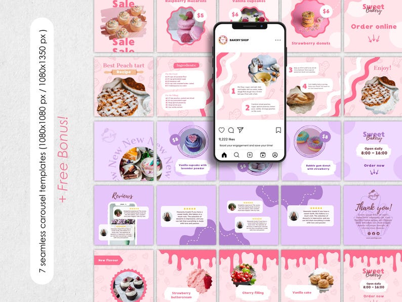 Bakery Instagram Templates, Cafe Branding Kit, Canva Editable (Digital Download) image 5