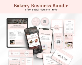 Bakery Business Templates Bundle, Editable Branding Kit (Digital Download)