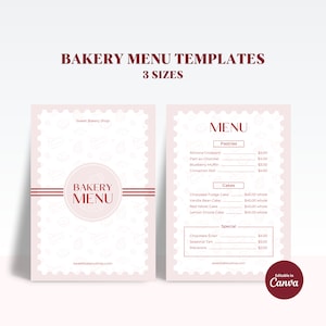 Bäckerei-Menü, Bäckerei Preisliste, Kuchen Preisliste, Bearbeitbare Preisliste Vorlage, Café-Menü, Dessert Menü Vorlage, Bäckerei Geschäft