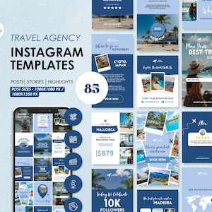 Travel Agent Instagram Templates, Travel Agency Post Templates, Travel Instagram Story Templates, Travel Blogger Instagram Canva Templates