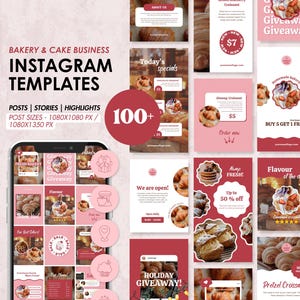 102 Bakery Instagram Templates, Cafe Instagram Template, Bakery IG Highlight Covers, Cafe Posts, Bakery Shop, Instagram Food,Canva Templates