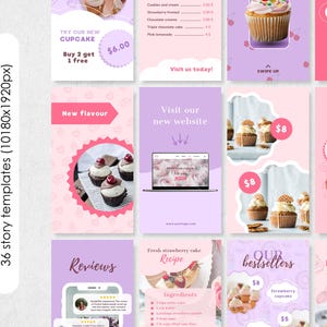 Bakery Instagram Templates, Cafe Branding Kit, Canva Editable (Digital Download) image 4