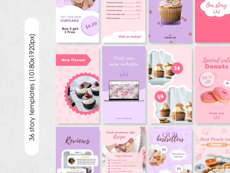 Bakery Instagram Templates, Cafe Branding Kit, Canva Editable (Digital Download) image 4