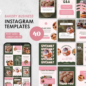 Cake Business Templates, Bakery Instagram Templates, Bakery Flyer, Cake Business Bundle, Bakery Shop, Bakery Templates, Baking Business