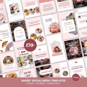 Pastel Bakery Instagram Templates, Food IG Posts (Digital Download)