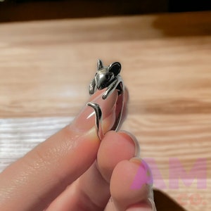 Cute Adjustable Mouse Ring, Silver Rat Ring, Mice Ring, Perfect for Animal Lovers Ring, 925 Sterling Silver Wrap Around Finger Mouse Ring