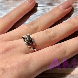 Cute Adjustable Mouse Ring, Silver Rat Ring, Mice Ring, Perfect for Animal Lovers Ring, 925 Sterling Silver Wrap Around Finger Mouse Ring image 4