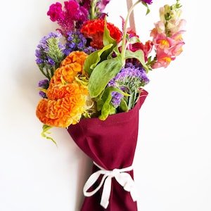 Ruby Canvas Flower Satchels, Bouquet Carrier Wrap, Florist Flower Tote Bag, Reusable Bag, Holds 1-2 Bouquets